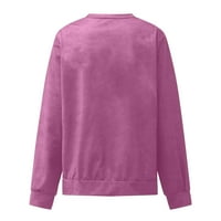 Yinmgmhj качулки за жени жени есен зима свободни ежедневни ежедневни дълги ръкави кръг в шия солидна цветна пуловерна котлона + xl