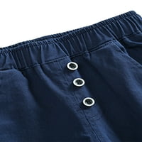 Haite Boys Buttons плътни цветни дъна Средни суитчъри с талия падат прав крак еластични панталони с джобове тъмносин