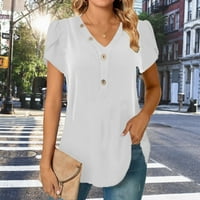 Pedort Сладки дамски върхове плюс размер тениска лятна ежедневна блуза солидна свободна форма бяло, s
