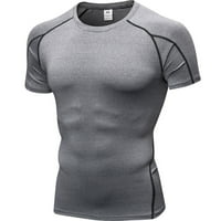 Taotanxi Men Fitness Sports O-O-Neck Stretch бързо изсушаващ топ къси ръкави тесни тениски дрехи за мъже