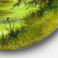Дизайнарт' пролетни дървета със зелено езерце ' кънтри кръг метал Арт-диск от 36