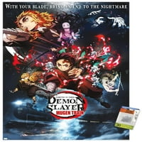 Demon Slayer: Mugen Train - Колаж един плакат за стена с лист с бутални щифтове, 22.375 34