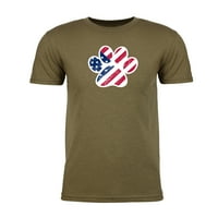 Американски флаг кучешка лапа, графични тениски за мъже, тениски на 4 юли-маслино