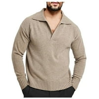 Мъжки пуловер с мъжете, мъжки пуловер плъзгащ се солиден цвят моден ревел с дълъг ръкав плетене отгоре l
