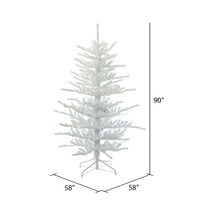 Vickerman 7.5 'Flocked Twig Artificial Christmas Tree, топли бели дюра осветени LED светлини