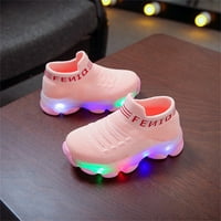 Zanvin Kids Sneakers on Clearance Деца бебета момичета момчета Писмо мрежа LED светещи ежедневни спортни обувки, розово, 24
