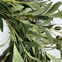 Байел изкуствен зелен маслинов венец зеленина венец с маслинови листа, маслинов боб за входната врата на закрито на открито ферма за домашен прозорец Фестивал сватбен декор