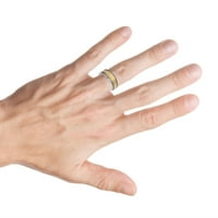 Персонализиран персонализиран гравиращ сватбена лента за сватбена лента комплект за него и нейното жълто злато IP тел, четка с четка за завършен център високо полиран стъпаловиден скосен ръб