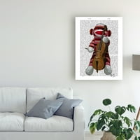 Изящно изкуство 'чорап маймуна и виолончело' платно изкуство от фаб фънки