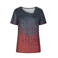 Нерегулярна шия с къси ръкави ризи памучни върхове Градиент геометрична блуза за жени цветна туника меки тениски