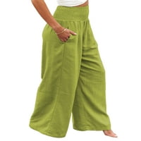 Rejlun дамски палацо панталони широки панталони за крака с висока талия на талията свободни годни дъна торбисти празнични панталони ярко зелено 3xl