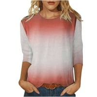 Дамски ръкави върхове тениска случайни къс ръкав градиент Печатни риза мода Около врата леки удобни върхове