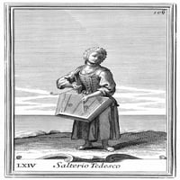 Дулсимер, 1723. Гравюра, 1723, От Арнолд Ван Вестерхаут. Плакат печат от