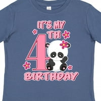 Това е моят четвърти рожден ден с панда мечка подарък малко дете Малко момиченце тениска
