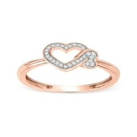Империал 1 10к ТДВ диамантен близнак сърце пръстен в 10к Розово злато