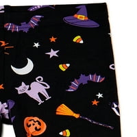 Момичета Хелоуин Дълъг ръкав котка магически тениска и клин Екипировка комплект, 2-парче, размери 4-18