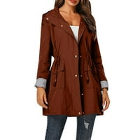 FZM Rain Jacket Зимни палта за жени на открито ветроустойчиво раирани облицовани твърди якета на вятърни яке кафяво яке кафяво m