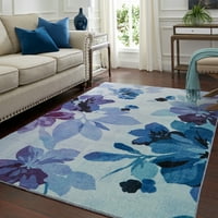 Дом Мохок призматичен Далтън Гардънс пурпурен преходен Флорален прецизен отпечатан килим, 5 'х8', Крем & Лилаво