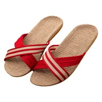 Daeful Unise Slide Sandal Beach Flat Sandals Summer Slides Fla Linen Shoes Жени мъже комфорт червен c 6-7