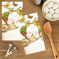 Кухненска кърпа на Великден зайче за количка, комплект от 2, памук, бяло