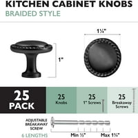 Ilyapa плоски черни кухненски шкафове - кръгли сплетени дръжки за чекмеджета на хардуера на кухненския шкаф