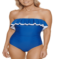 Tommy Hilfiger Gulf Blue без презрамки Flounce еднократно бански костюм, САЩ 18