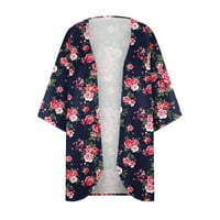 Лидияунистар време и Тру якета за жени мода рокля на жените Цветен печат бутер ръкав кимоно жилетка хлабав шифон покриване на ежедневни блуза върхове Розово