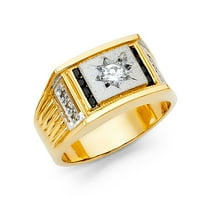 Бижута 14к жълто злато кубичен цирконий Мъжка Мода Годишнина пръстен в Сапфир размер 8