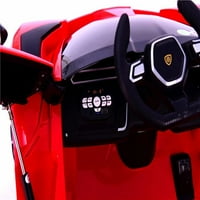 Червена спортна детска електрическа кола с хидравличен лост ножица врата, независим люлка, МП играч, 2.4 г РК
