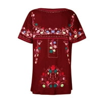 Gdfun дамски пролет лято модна ежедневна солидна цветна бутон с къс ръкав кръг врат свободна тениска топ тениски ризи за жени