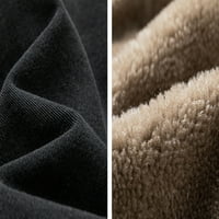 Funicet Мъжки зимен агнешко яке от средна дължина плюс кадифе топло палто ежедневно палто черно 3xl