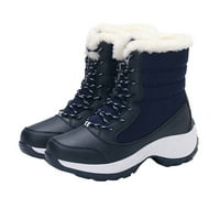 Дамски обувки зима и есенни снежни ботуши памук antiskid топъл дом ежедневна обувка тъмно синьо 36