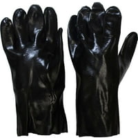 Мъжки големи размери черни 12 PVC покрити с индустриални ръкавици с маншет на ръкавици: