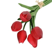Pnellth комплект фалшив декор за цветя симулиран фау кожа дълъг ствол мек изкуствен лале сватбени консумативи червено