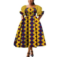 Bintarealwa Square Collar Африкански жени рокли с къс ръкав WY9878