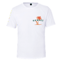 Тениска, момчета и мъжки палмово хавайски тениски за мъже, свободно прилепване на небрежен къс ръкав кръгла шия графични тийнейджъри мъже, черна тениска отпечатана хавайска плажна риза, дете, черно