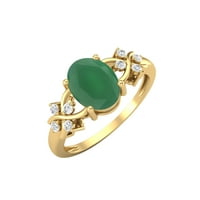 10k златна овална форма Зелен они жени годежен пръстен