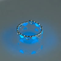Бижута Сребърна сърдечна флуоресценция за жени Отворен пръстен Регулируем пръстен Сърдечно звъни бижута пръстени за жени мед тъмно синьо