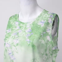 B91XZ рокли за тийнейджъри за ежедневни модни модни елегантни отпечатани шифонски рокля два комплекта мента зелено, размер 4xl