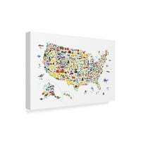 Търговска марка изобразително изкуство карта на животните на САЩ за деца и детско платно изкуство от Майкъл Томпсет
