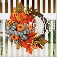 Множество цветове Деня на благодарността на благодарността-Попадане на венец за входната врата-есента кленови тиквени тиквени борови конуси горски венец за падане