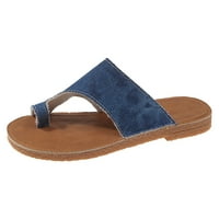 Daznico Womens Sandals Женски плоско дъно Комплект пръсти на ежедневни сандали женски плажни сини сандали