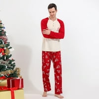 Хомчи Мъжки Коледа печат семейство съвпадение Дълъг ръкав Топ панталони комплект