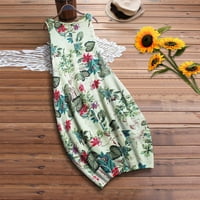 Женски рокли флорални макси макси без ръкави за ежедневни летни халтер рокля зелена 5xl