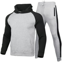 Tawop Winter Coats for Men Men's Jogging костюм спортни качулки комплект от две части с качулка и джобове с дълъг ръкав с качулка комплект черно 14