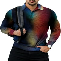 Beiwei мъжки райета печат поло риза ежедневни копчета пуловер с дълъг ръкав ревера върхове голф тенис тениски стил d m