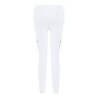 BDFZL Женски панталони Прочистване тенденции Жени плюс размер на теглене на ежедневни еластични еластични талии джобни панталони бяло xxxl