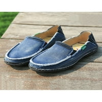 Tenmi Men Flats Slip on Boat Shoes Comfort Hoafers Classic Canvas обувки Мъжки леки неплъзгащи се в синьо 7.5