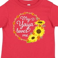 Inktastic my yaya ме обича със слънчогледов венец подарък за малко дете или тениска за момиче