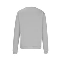 Пенкий блузи за жени дамски блузи Есен Дълъг ръкав хлабав пуловер риза ежедневни дамски гърдите печат екипажа Суитчъри сиви У2К дрехи